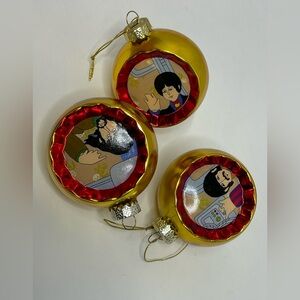 The Beatles Yellow Submarine  Ball Christmas Ornaments Rare Set Of 3